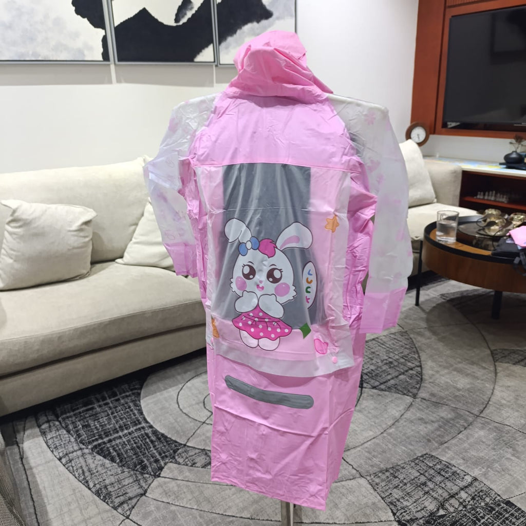 Bunny Cartoon Print Super Premium Raincoat with Bag Space