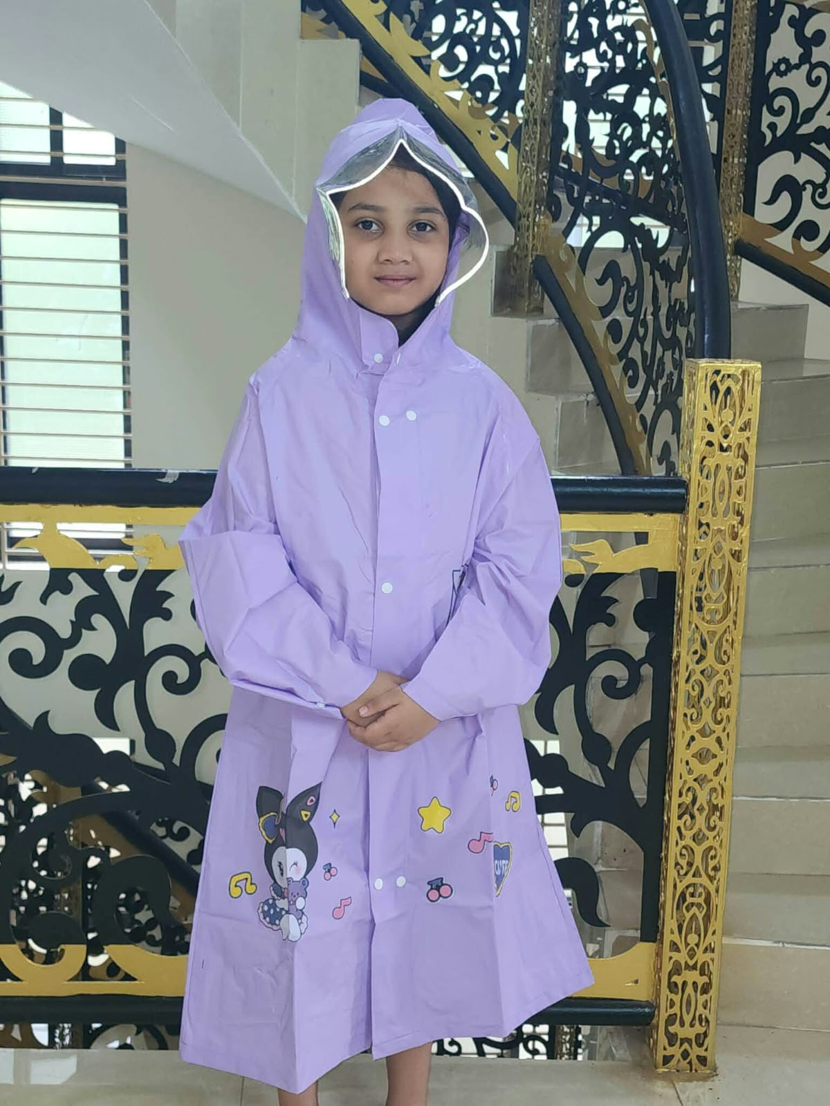Kuromi Purple 3D Chain Zipper + Button System Super premium Raincoat