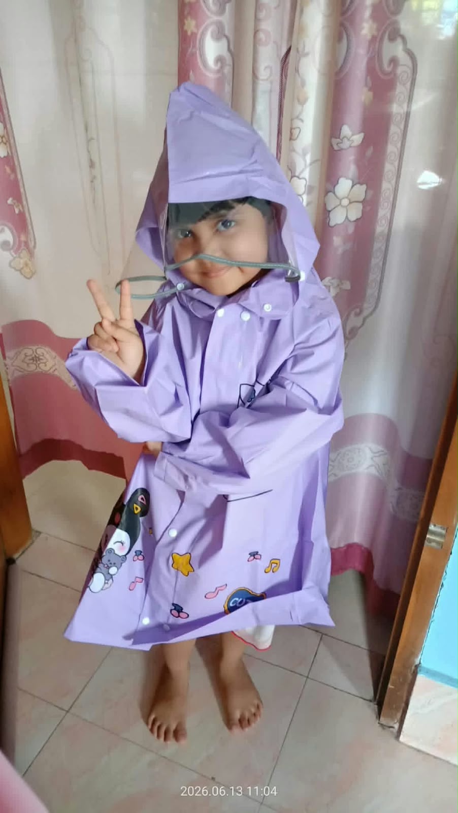 Kuromi Purple 3D Chain Zipper + Button System Super premium Raincoat